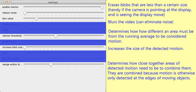 Main control window with more explanations